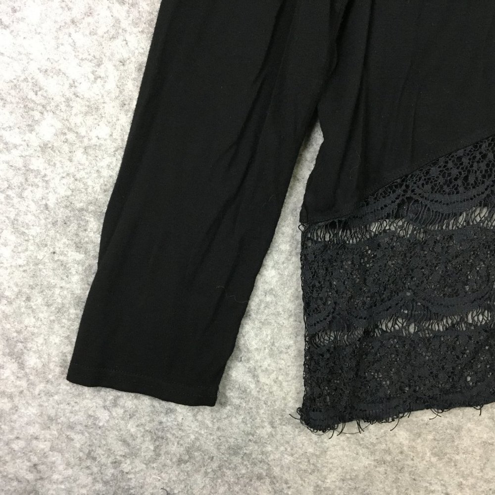 Lane Bryant Top 18 20 Long Sleeve Scoop Neck Lace Hem Asymmetric Career Casual - Picture 2 of 13